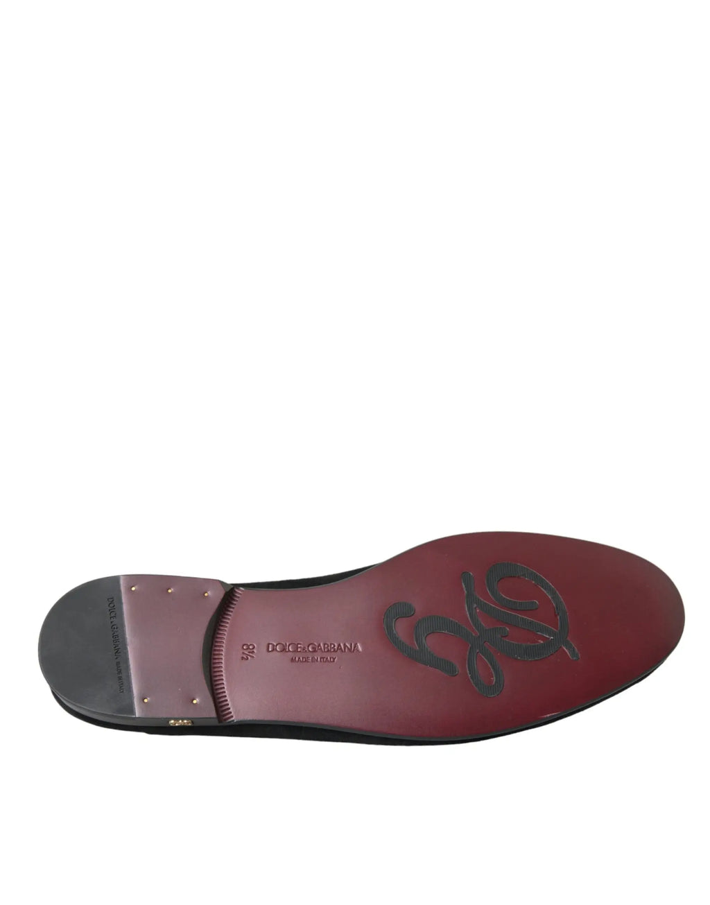 Semelle rouge en cuir avec logo noir embossé et marquage dolce & gabbana des mocassins habillés noirs en daim