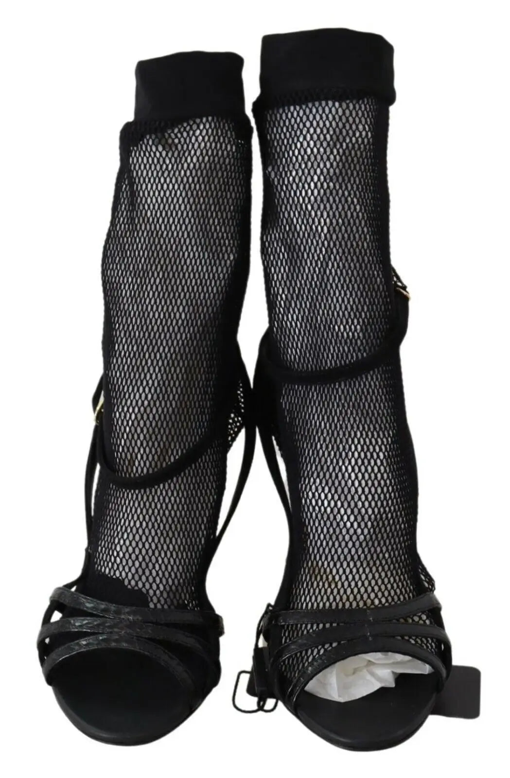 Dolce & gabbana bottines courtes en daim noir mesh avec design à brides et coussinets rembourrés à la cheville