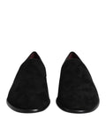 Dolce & gabbana mocassins noirs en daim slip-on avec finition mate lisse et bout arrondi pour usage formel