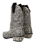 Bottes de cowgirl dolce & gabbana en daim noir avec strass scintillants argentés et talon clouté