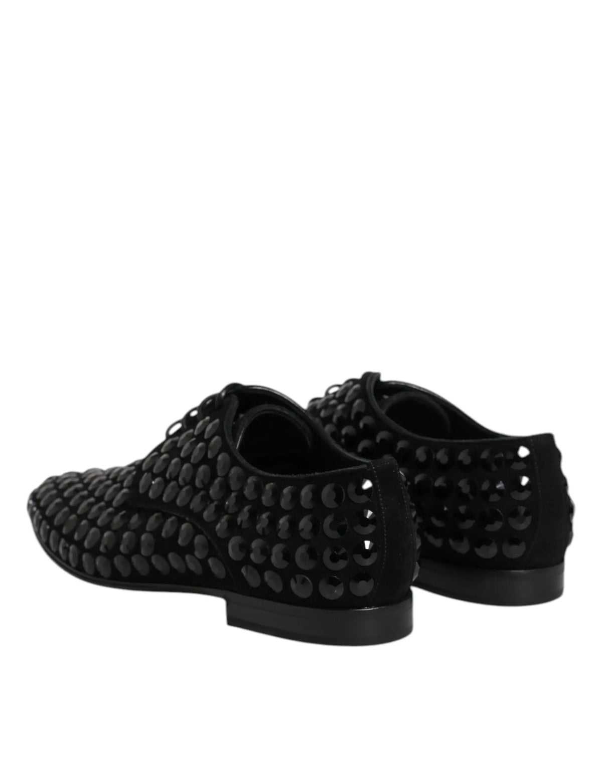 Dolce & Gabbana chaussures derby noires en daim ornées de strass noirs brillants pour un look formel
