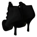 Dolce & gabbana bottines noires en daim stretch avec nœud et talon haut fin