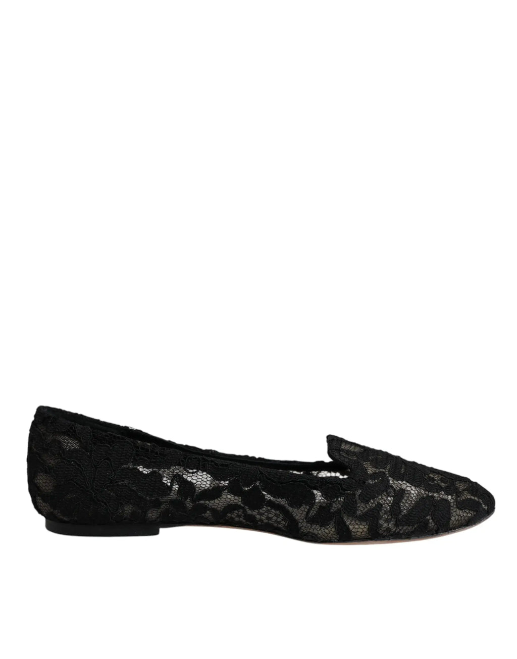 Dolce & Gabbana chaussures plates noires taormina en dentelle à motif floral au design doux et élégant
