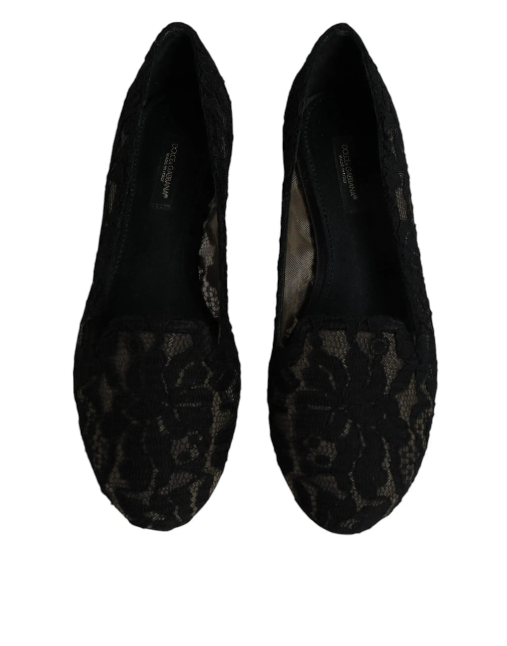Dolce & gabbana chaussures plates slip on taormina en dentelle noire avec motif floral élégant