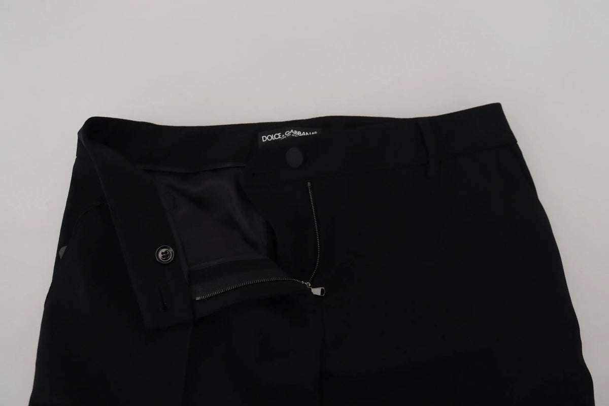 Pantalon femme en laine dolce & gabbana noir coupe fuselée avec design élégant et détails de couture subtils