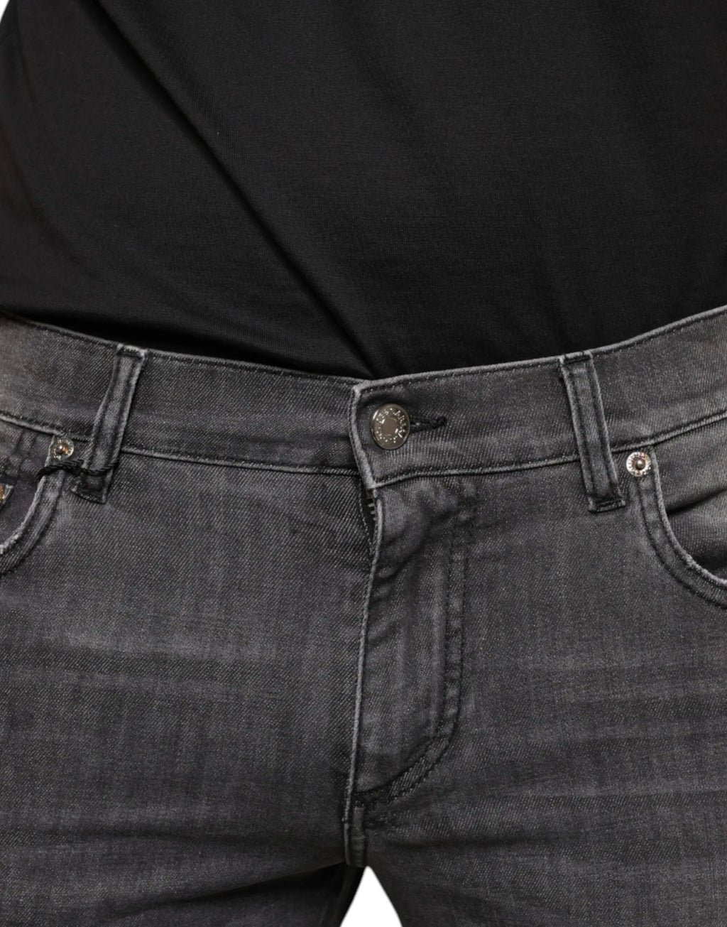 Jean skinny homme dolce gabbana en coton noir déchiré avec design classique cinq poches et boutons argentés