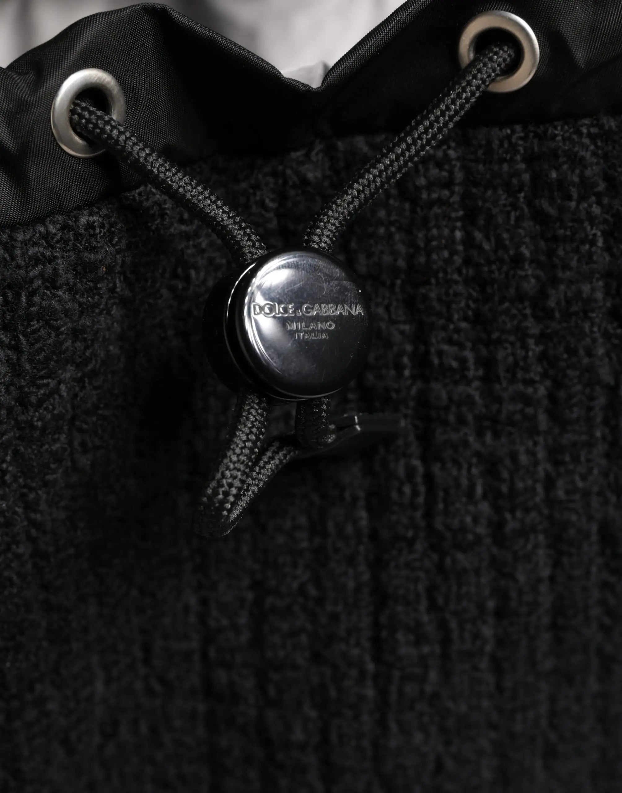 Dolce & Gabbana sac à dos duffel de voyage en tricot noir avec bouton métal argenté logo dolce & gabbana