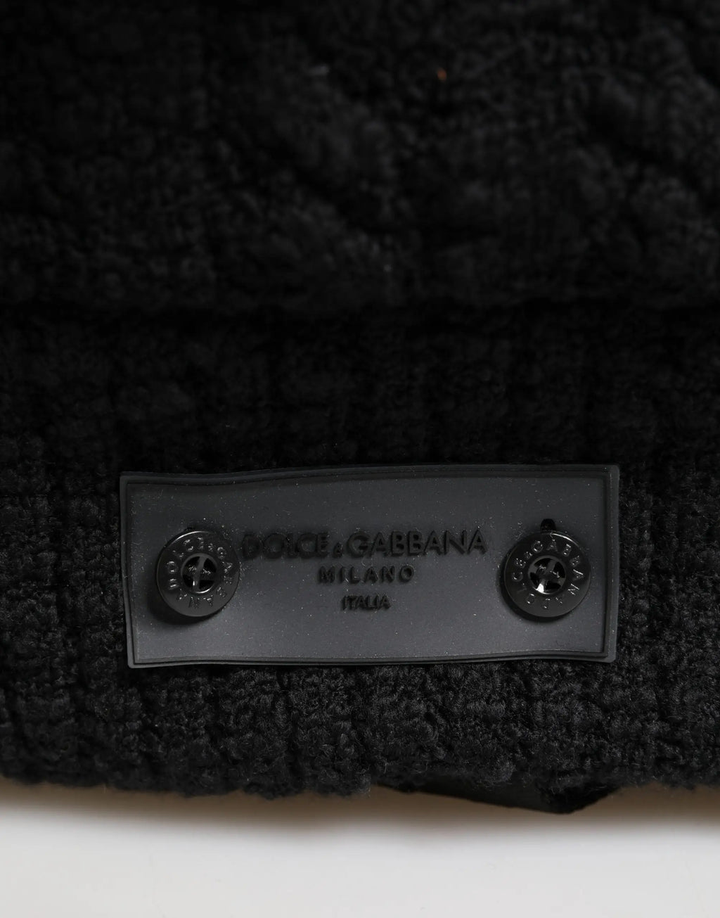 Sac à dos dolce & gabbana en tricot noir mélange laine avec étiquette grise milano italia rivetée pour voyage