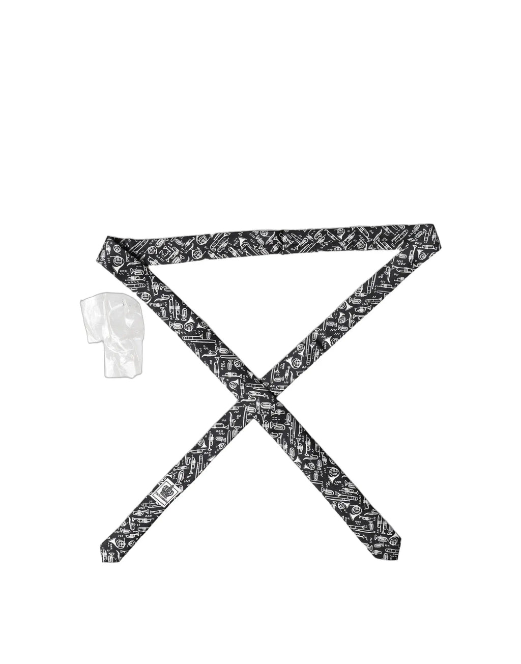 Cravate dolce & gabbana en soie noire avec motif trompette vintage en noir et blanc réglable pour homme