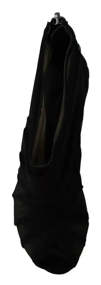 Chaussure dolce & gabbana noire en daim avec talon stiletto et ruché subtil sur le côté