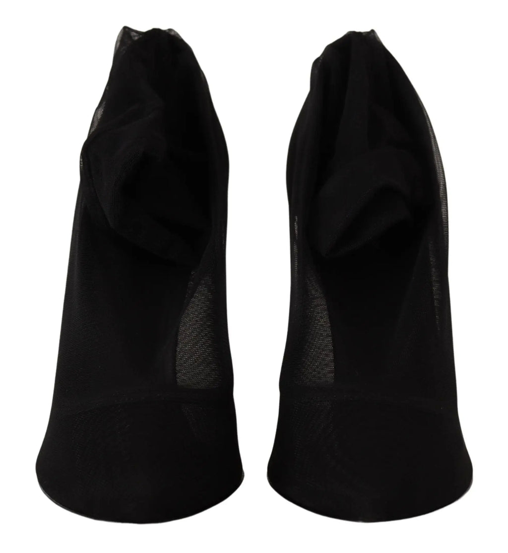 Dolce & gabbana black tulle stretch boots pumps with black mesh shoe covers featuring snug fit breathable fabric
