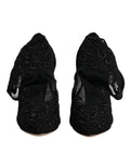 Dolce & gabbana bottines mi mollet en tulle stretch noires avec chaussures en dentelle brodée noire à motifs floraux délicats