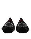 Dolce & gabbana ballerines vitrano noires en velours ornées d un ruban circulaire de cristaux étincelants