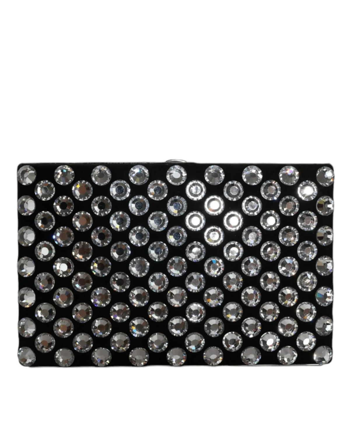 Dolce & gabbana sac pochette noir en velours orné de cristaux clairs étincelants pour soirée élégante