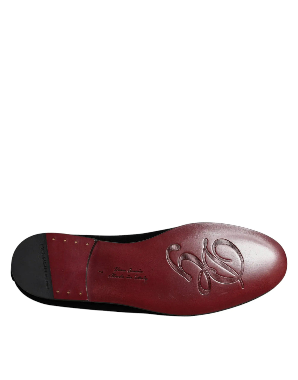 Semelle polie en cuir bordeaux avec logo embossé et talon en caoutchouc noir des mocassins formels dolce & gabbana