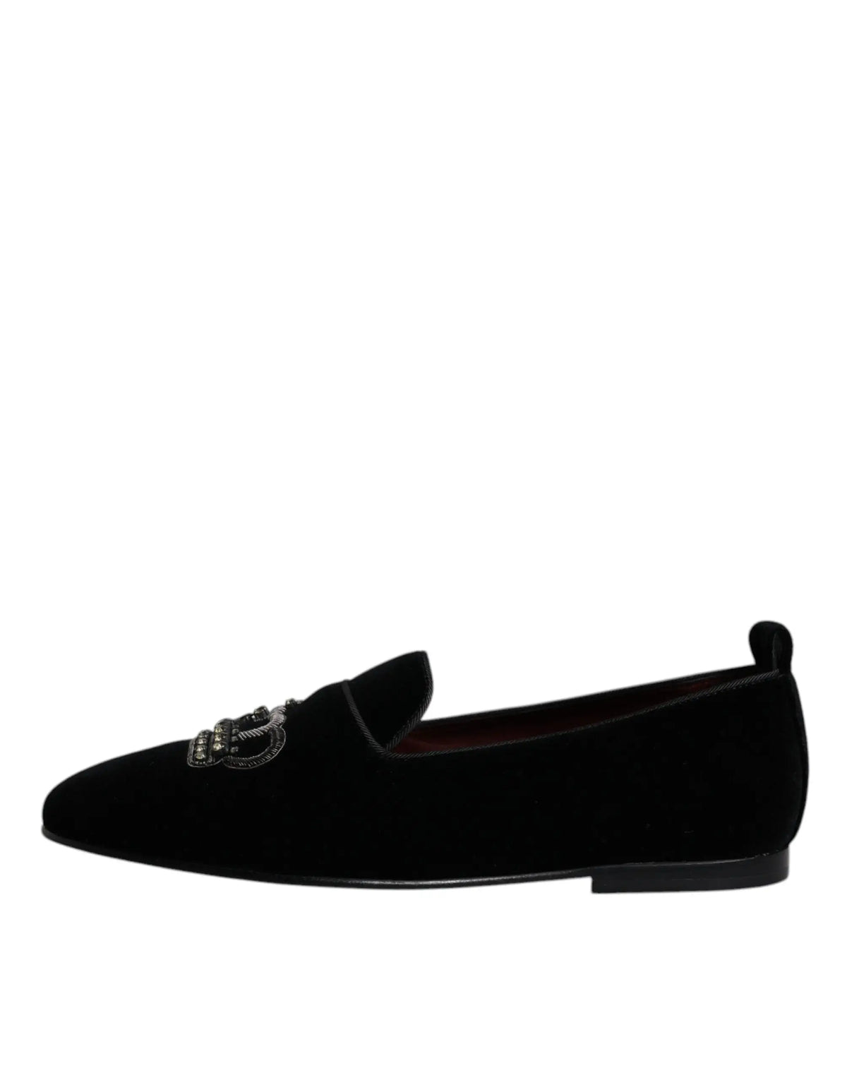 Dolce gabbana mocassins noirs en velours avec boucle ornée de cristaux argentés pour chaussures formelles