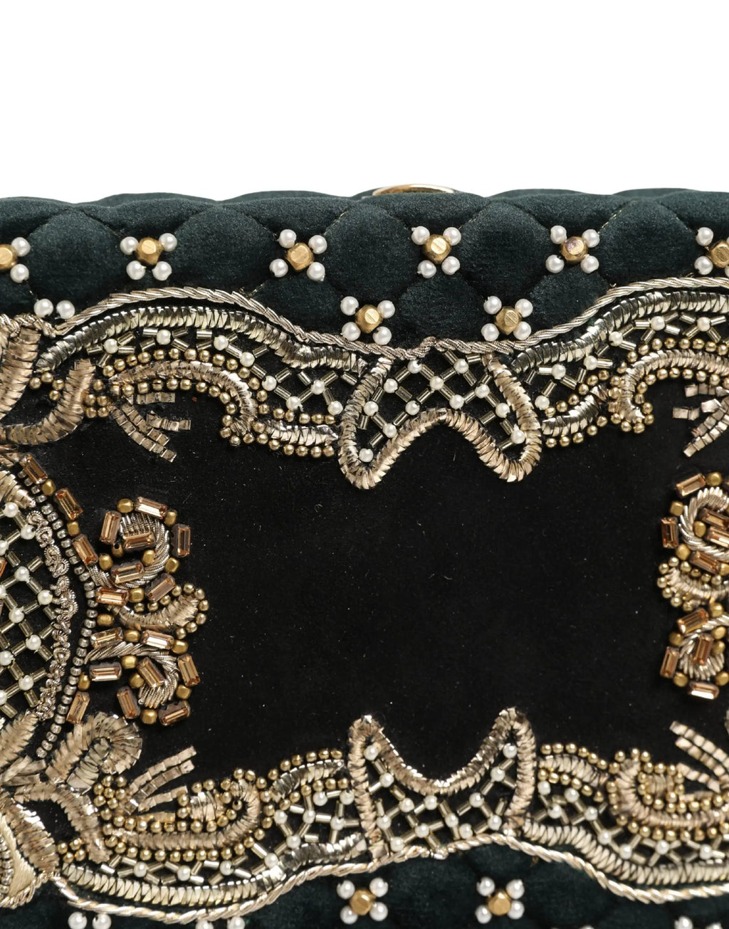 Clutch noir en velours dolce & gabbana orné de perles broderies et perles pour soirée élégante