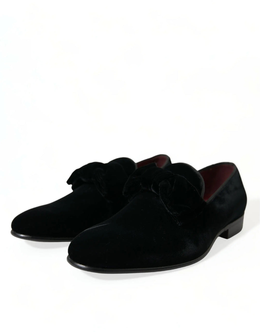 Dolce & gabbana mocassins noirs en velours avec franges décoratives et talon bas pour tenue formelle