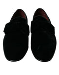 Dolce & gabbana mocassins noirs en velours avec grand nœud sur le devant chaussures habillées formelles