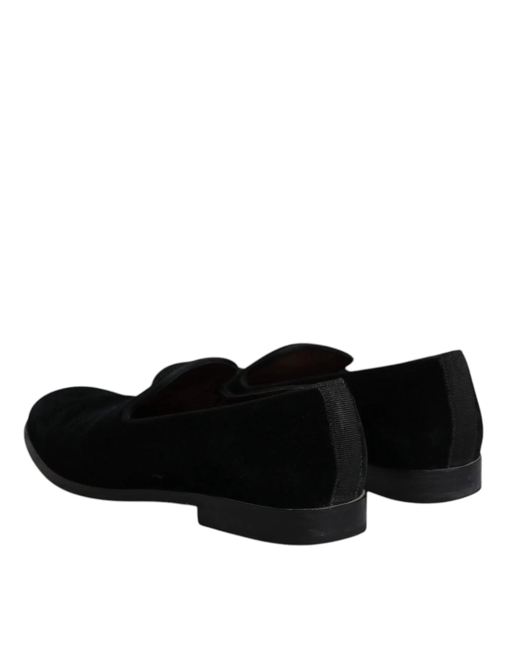 Dolce & gabbana mocassins noirs en velours daim avec une texture douce et un design minimaliste élégant pour homme