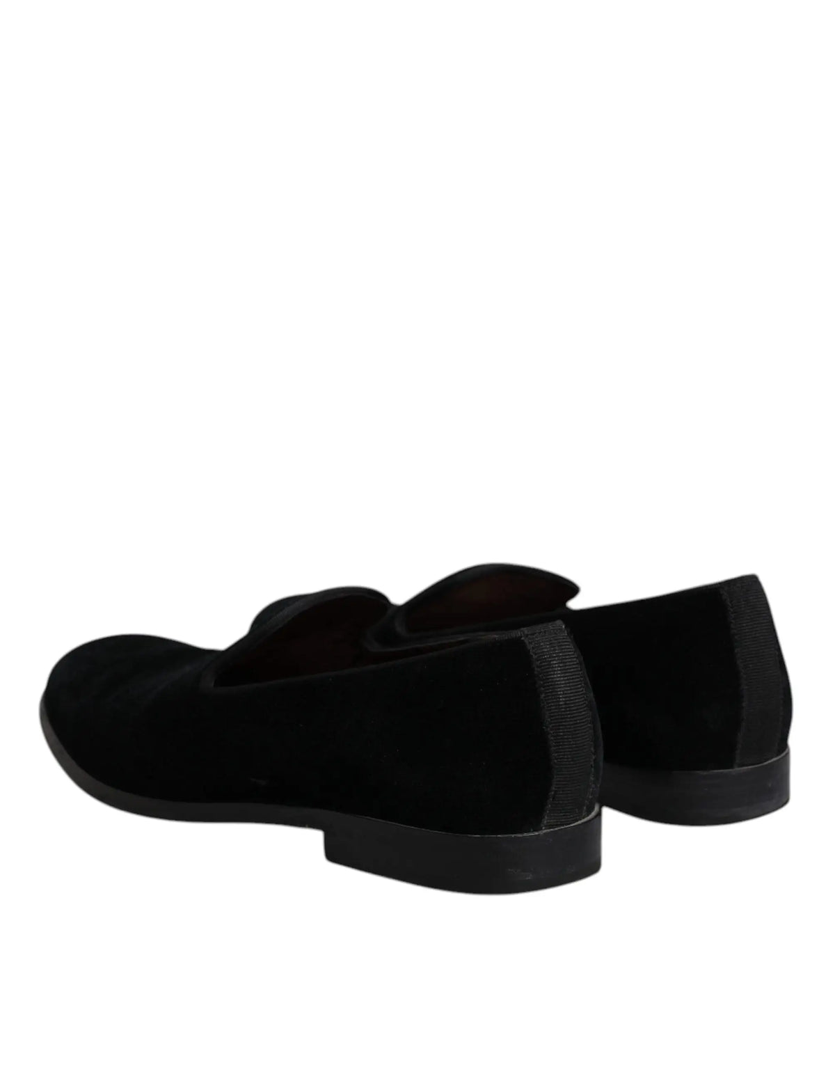Dolce & gabbana mocassins noirs en velours daim avec une texture douce et un design minimaliste élégant pour homme