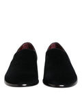 Dolce & gabbana mocassins homme en velours noir avec semelle noire brillante et doublure bordeaux pour tenue formelle