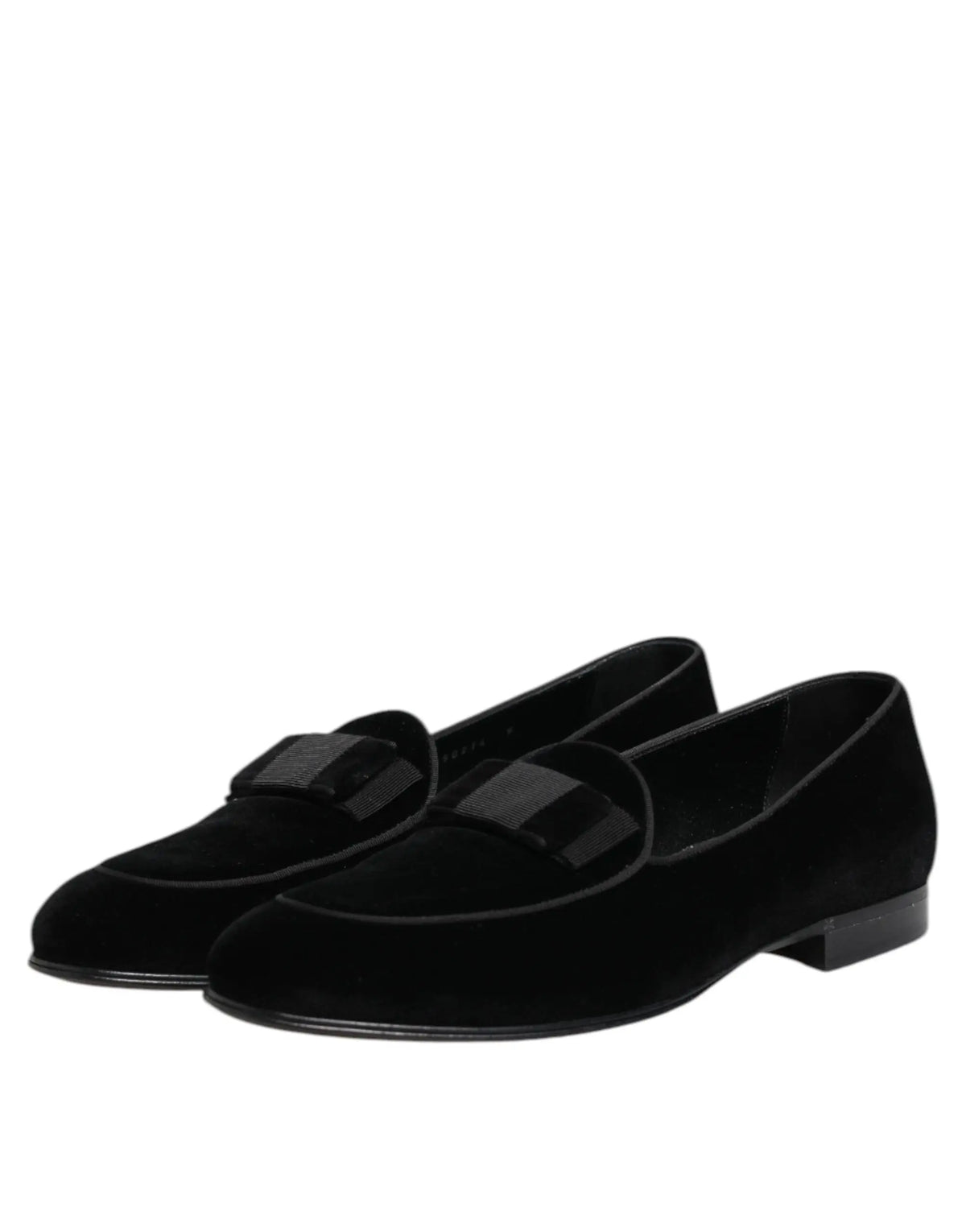 Dolce & gabbana mocassins formels homme en velours noir avec détail nœud brillant noir
