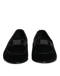 Dolce & gabbana mocassins noirs en velours avec un nœud en satin assorti pour homme chaussures de ville formelles