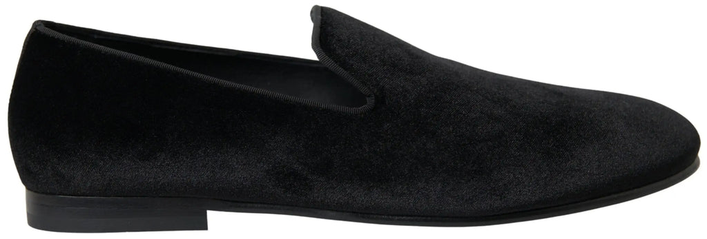 Dolce & gabbana mocassins noirs en velours en daim doux avec design minimaliste pour chaussures formelles