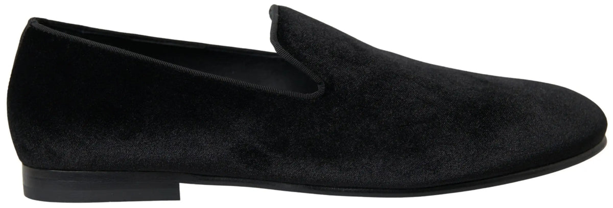 Dolce & gabbana mocassins noirs en velours en daim doux avec design minimaliste pour chaussures formelles