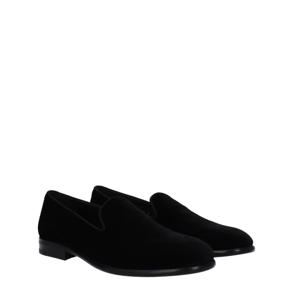 Dolce & gabbana mocassins slip-on noirs en velours avec design minimaliste et semelle basse