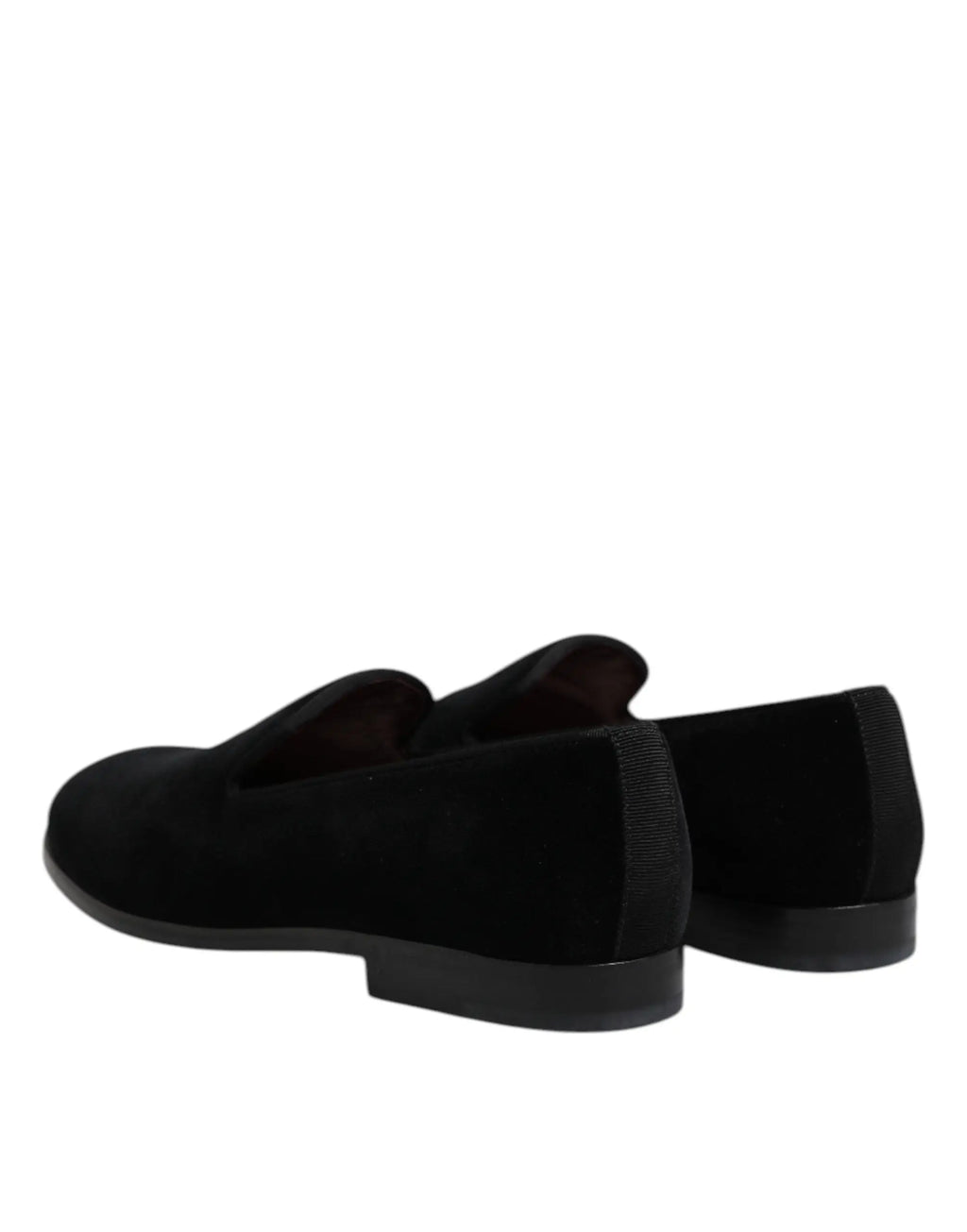 Dolce & gabbana mocassins slip on noirs en velours avec design minimaliste en daim et semelles en caoutchouc profil bas