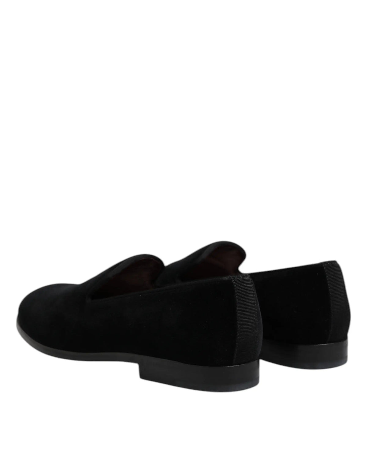 Dolce & gabbana mocassins slip on noirs en velours avec design minimaliste en daim et semelles en caoutchouc profil bas
