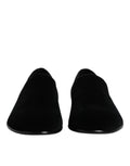 Dolce & gabbana mocassins slip-on en velours noir au design épuré pour chaussures formelles