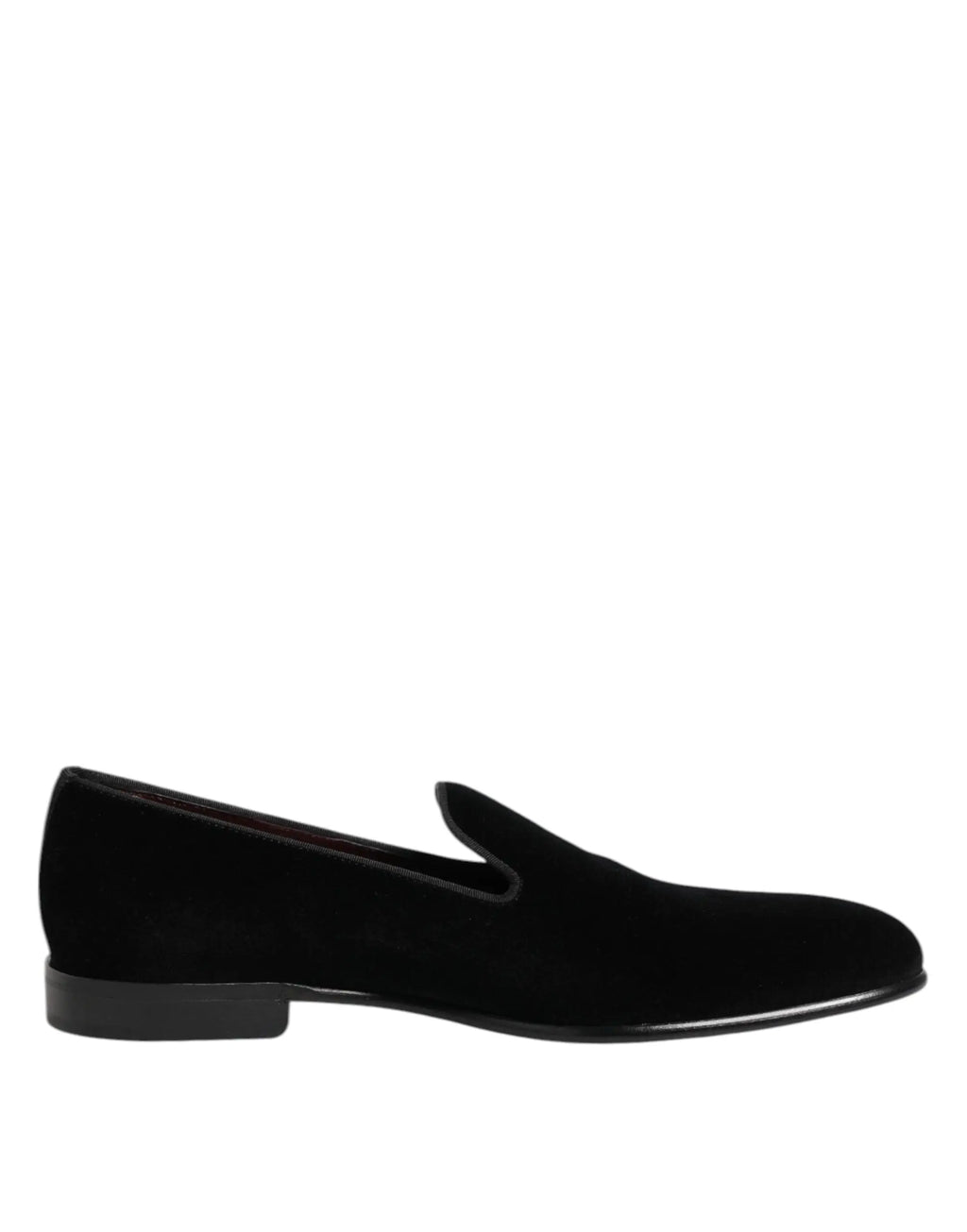 Dolce & gabbana mocassins noirs en velours pour homme avec design classique slip-on et talon plat bas