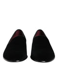 Dolce & gabbana mocassins noirs en velours homme slip-on avec semelle noire brillante et doublure bordeaux