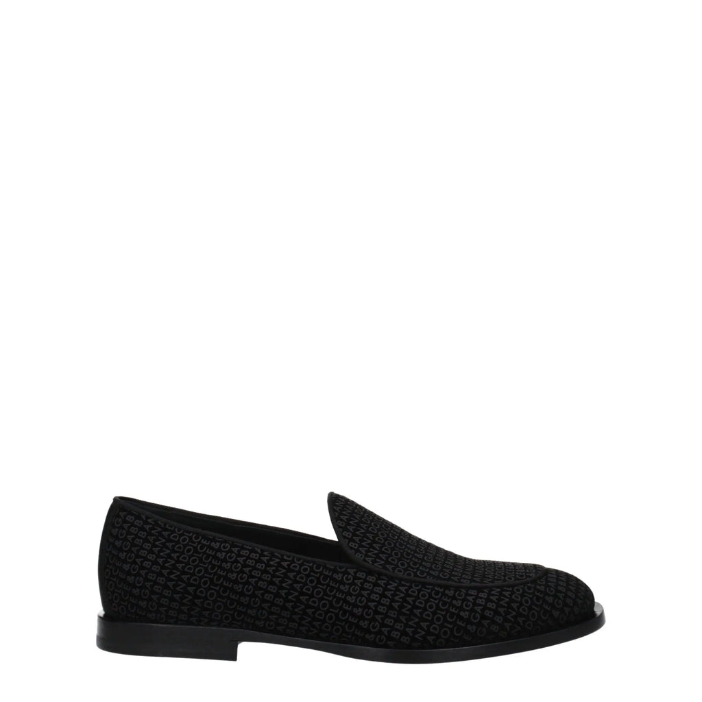 Mocassin dolce & gabbana en velours noir avec motif en relief subtil sur toute la tige