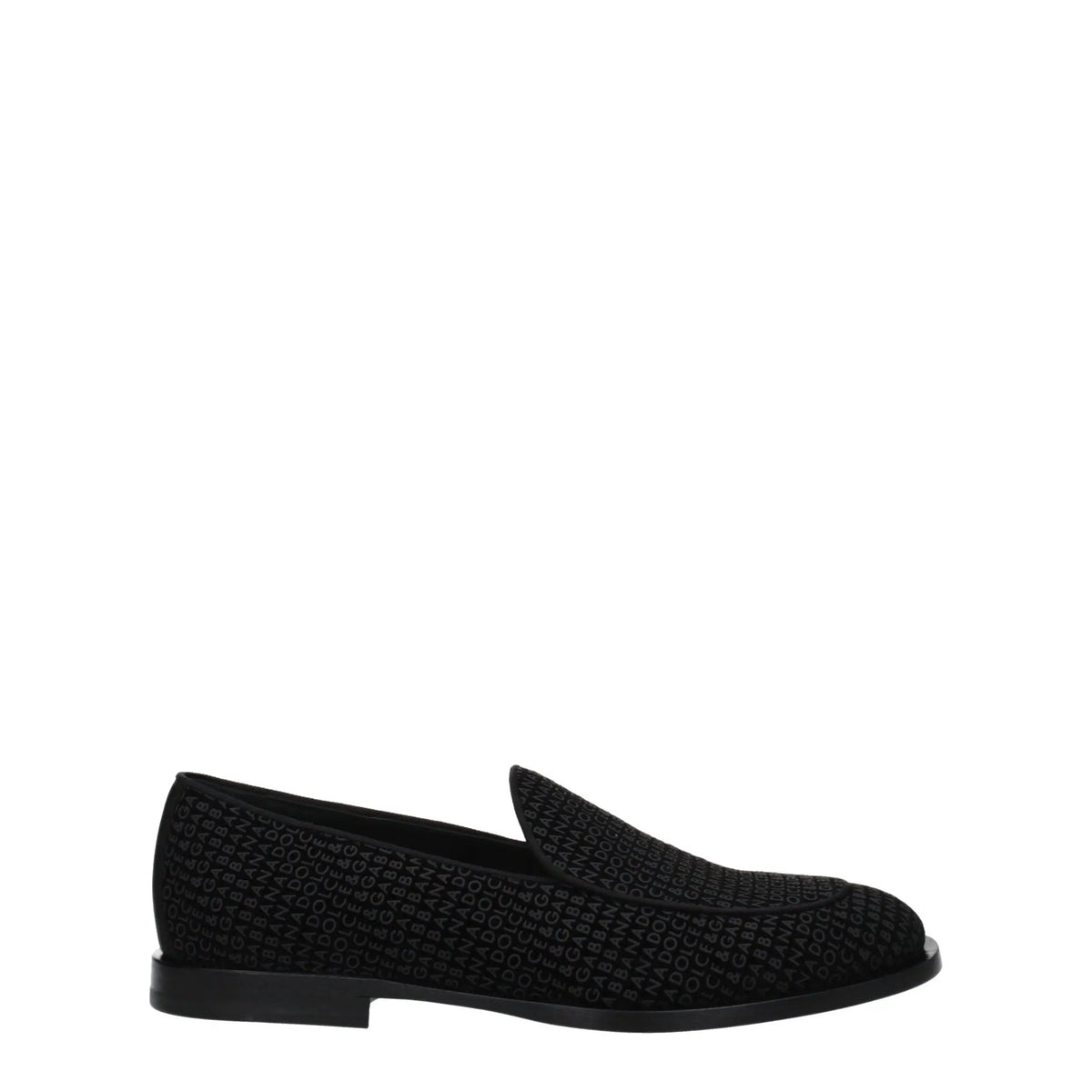 Mocassin dolce & gabbana en velours noir avec motif en relief subtil sur toute la tige
