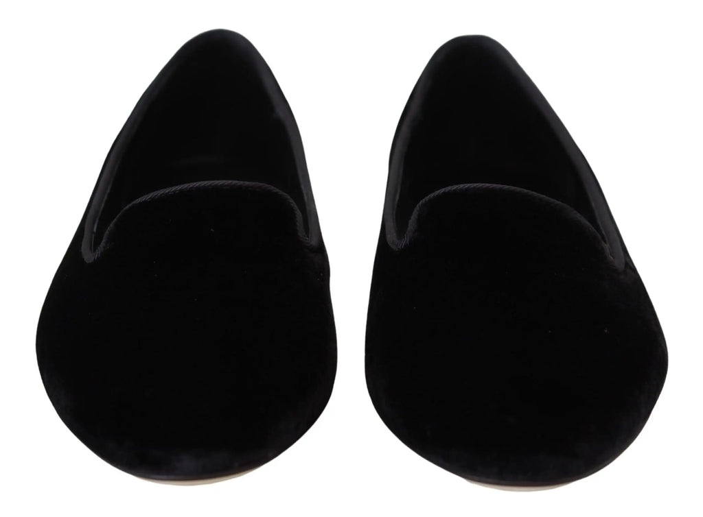 Dolce & Gabbana mocassins slip on noirs en velours avec texture douce et bout pointu classique