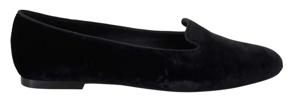 Mocassins slip-on en velours noir dolce & gabbana avec texture douce et semelle basse profilé