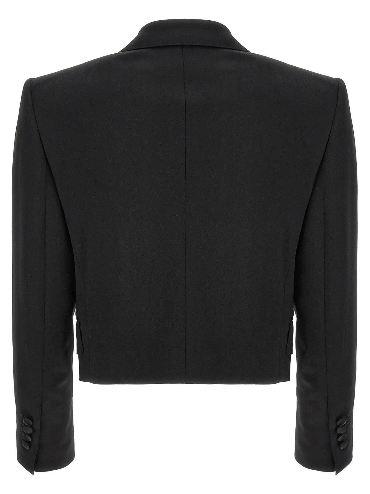 Dolce & gabbana blazer noir en laine vierge avec dos structuré et col cranté style tailleur
