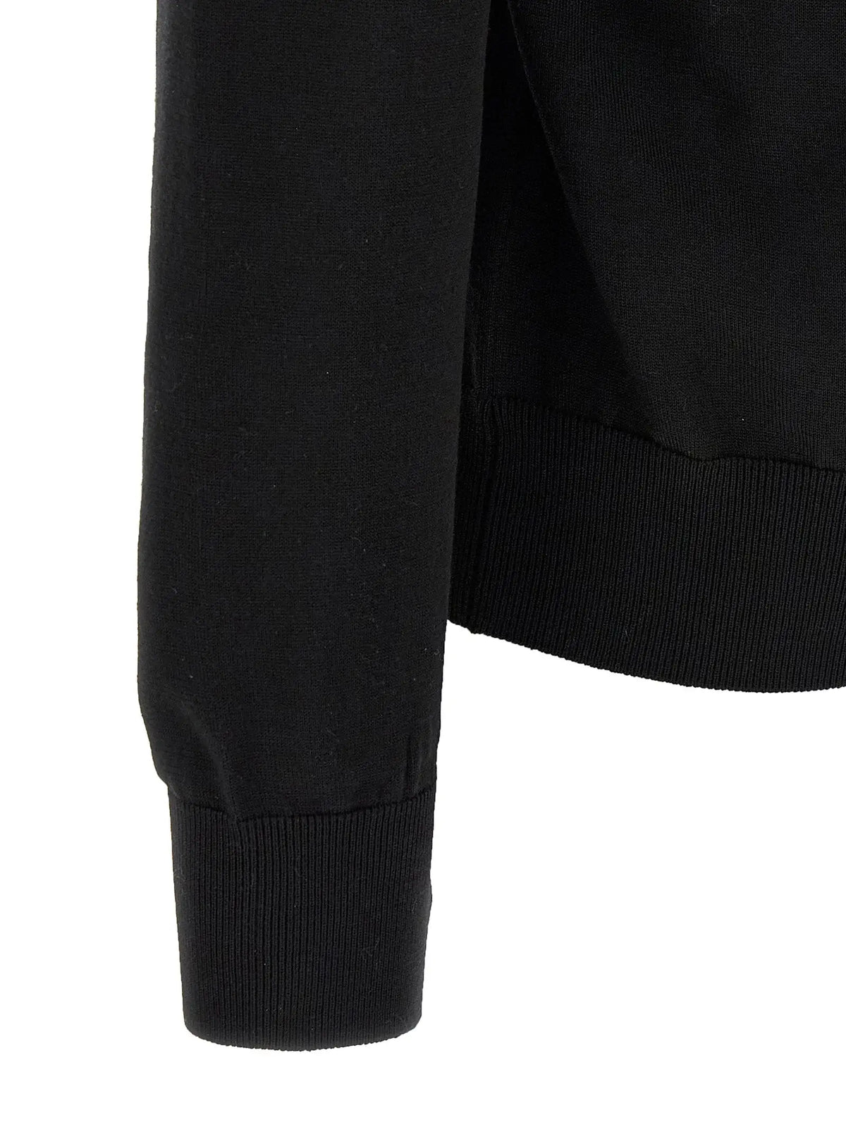 Manche en maille côtelée noire avec tissu en laine vierge légèrement texturé dolce & gabbana cardigan