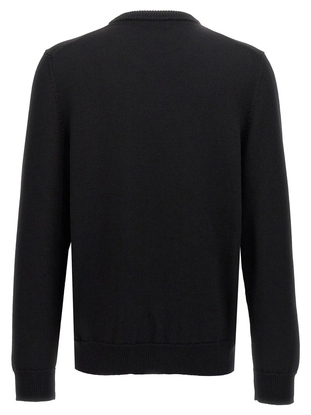 Cardigan dolce & gabbana noir en laine vierge avec col rond classique et manches longues en maille côtelée