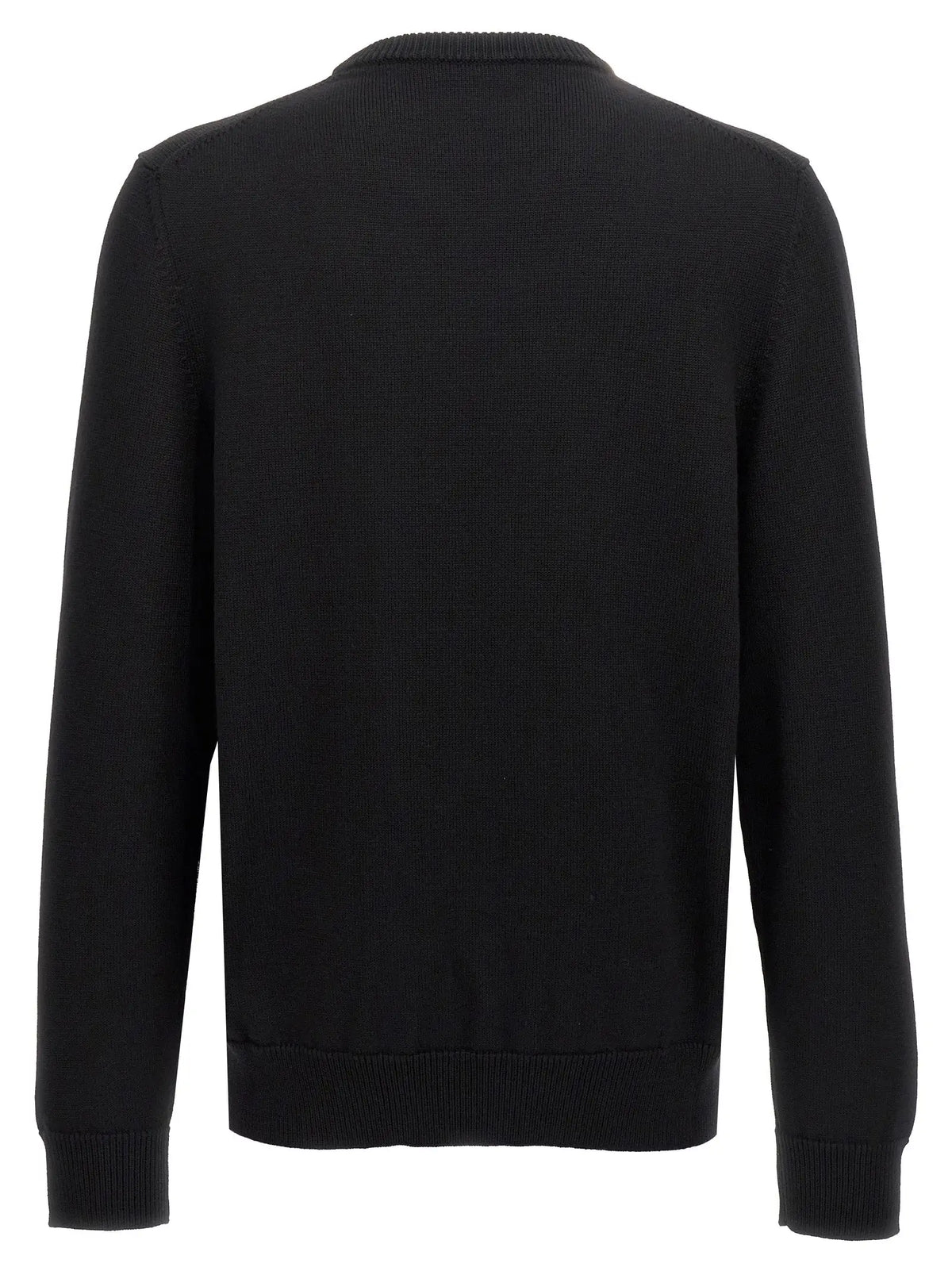 Cardigan dolce & gabbana noir en laine vierge avec col rond classique et manches longues en maille côtelée