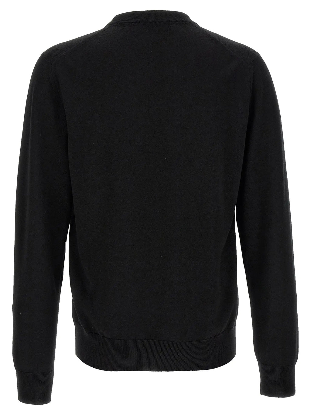 Cardigan dolce & gabbana noir en laine vierge avec poignets et ourlet côtelés