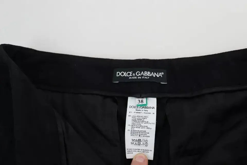 Pantalon skinny noir dolce & gabbana en laine vierge stretch taille 38 made in italy