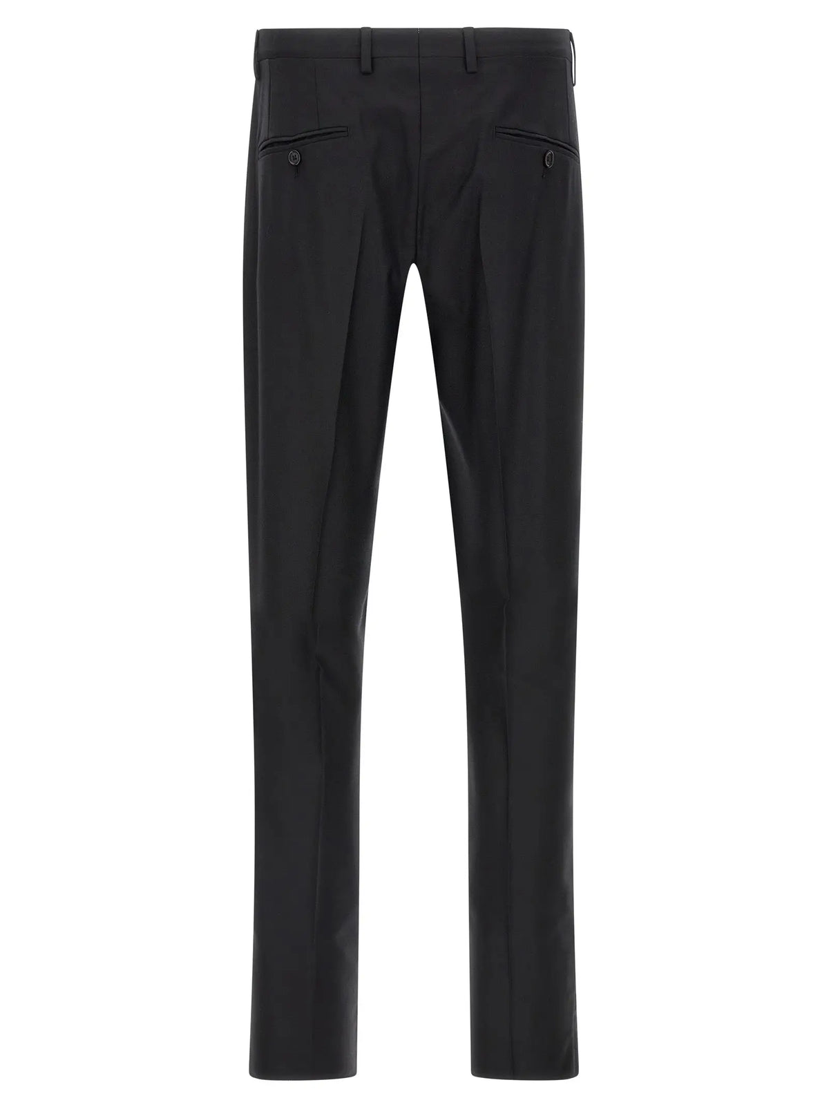Pantalon noir dolce & gabbana en laine vierge avec coupe droite et plis subtils à la taille