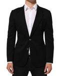Dolce & Gabbana blazer noir en viscose à deux boutons avec coupe ajustée et design boutonné simple poitrine