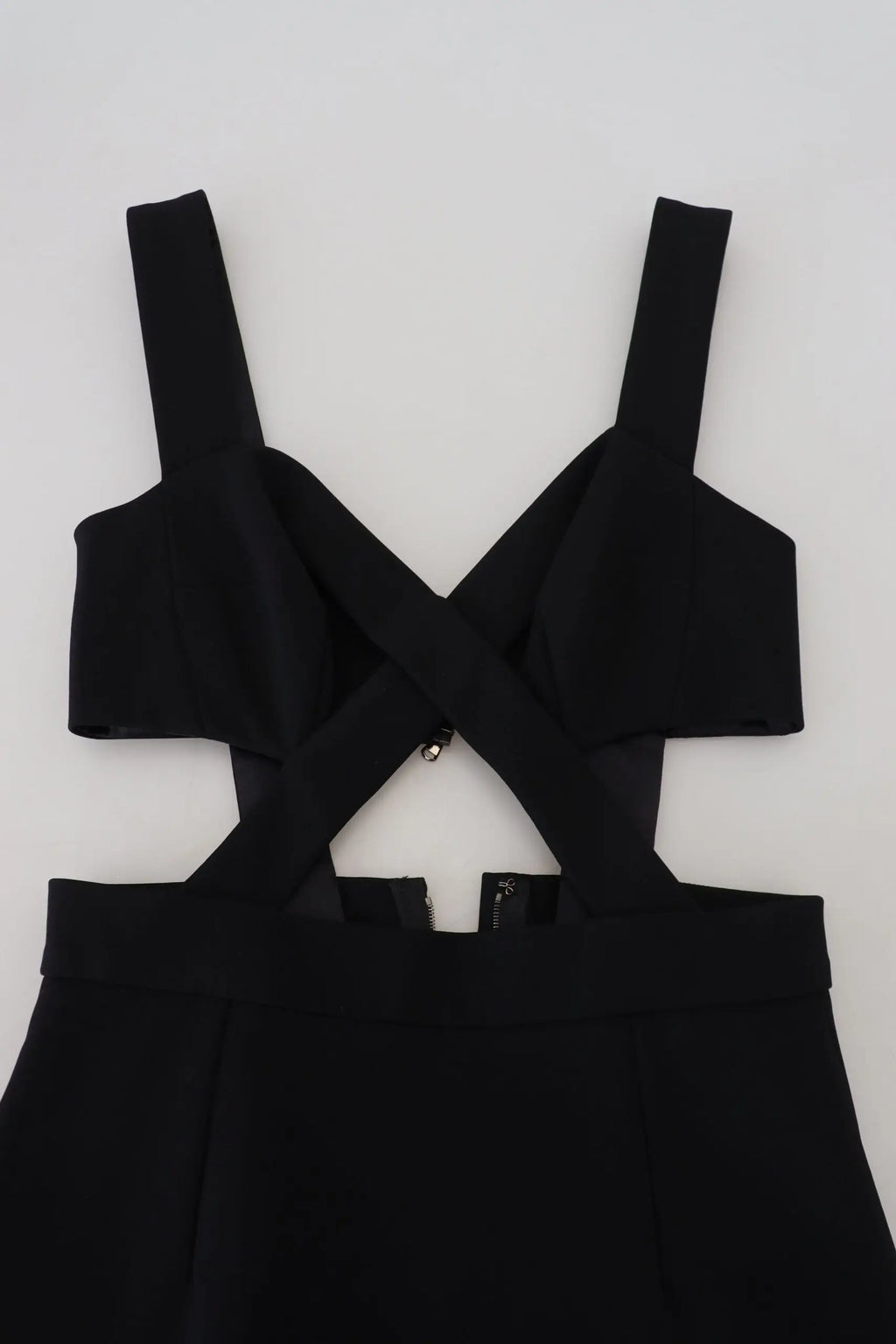 Robe fourreau midi noire en viscose dolce & gabbana avec haut sans manches à bretelles croisées et fermeture éclair centrale