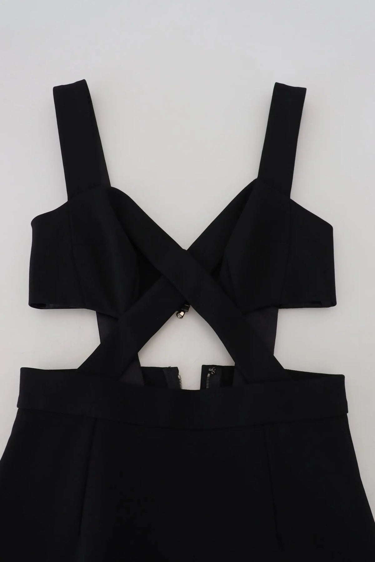 Robe fourreau midi noire en viscose dolce & gabbana avec haut sans manches à bretelles croisées et fermeture éclair centrale